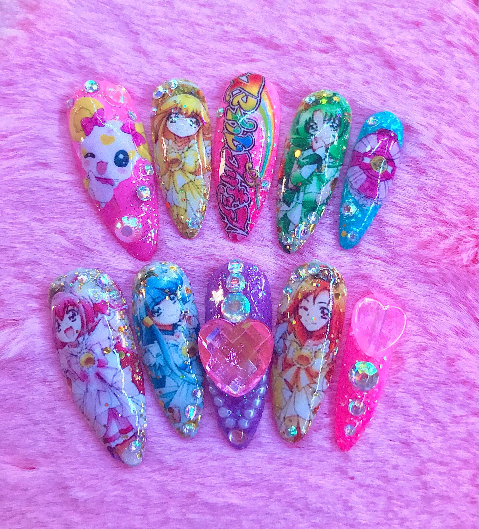 Precure Smile/Glitterforce Anime Inspirierte Nägel von Etsy - LhouraiisShop