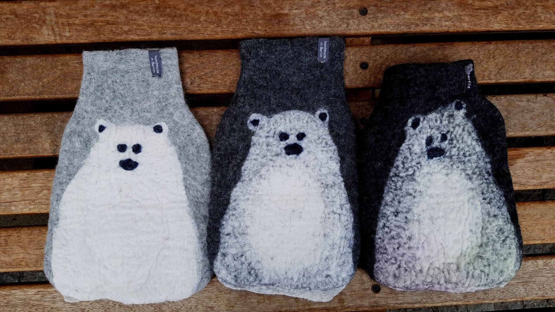 Wärmflasche Mit Filzbezug, Eisbär, Grau Wärmflasche Mit Filzbezug, Eisbär, Grau von Etsy - Lieberfilz