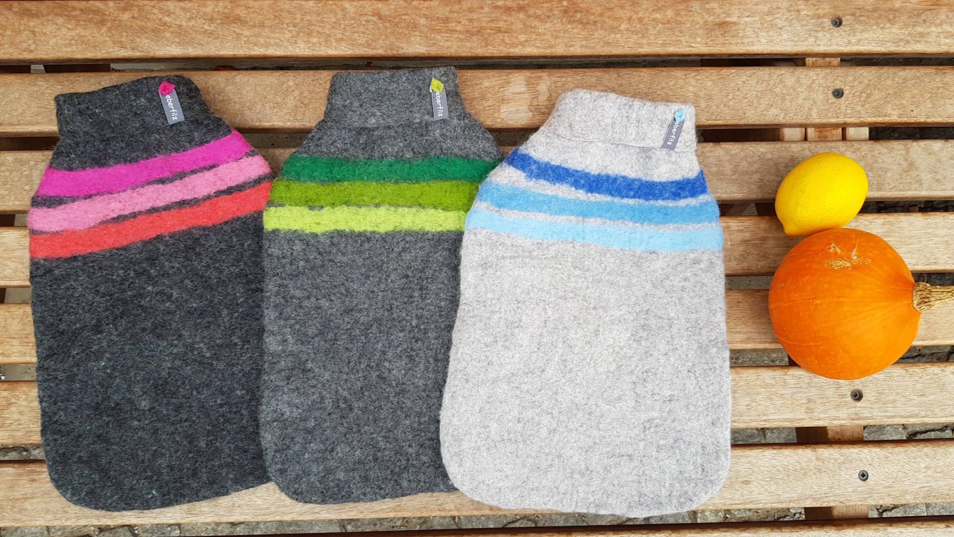 Wärmflasche Mit Filzbezug, Gestreift, Grau Wärmflasche Mit Filzbezug, Gestreift, Grau von Etsy - Lieberfilz