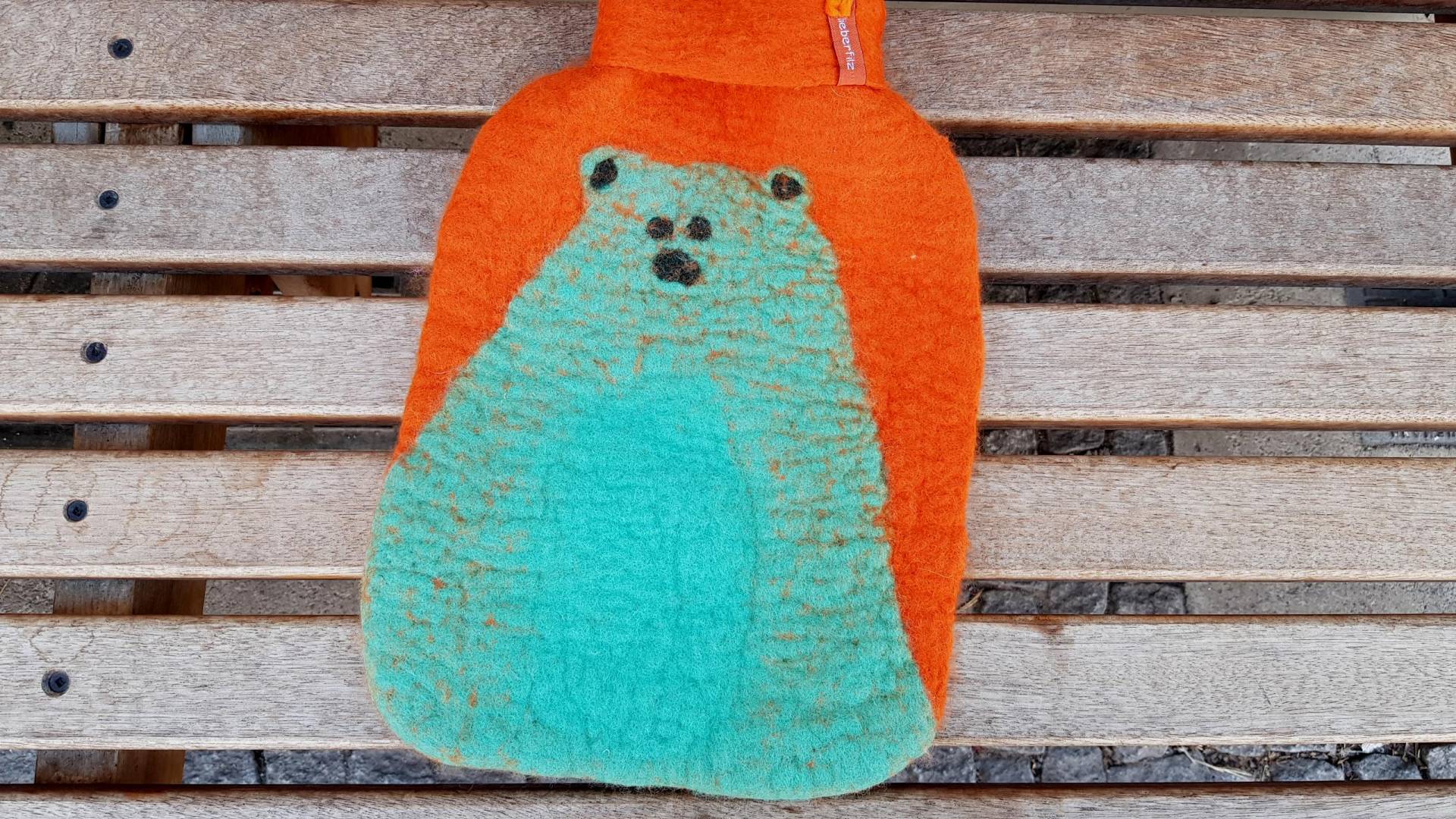 Wärmflasche Mit Gefilzter Hülle, Bär Auf Orange Gefärbt Wärmflasche Mit Gefilzter Hülle, Bär Auf Orange Gefärbt von Etsy - Lieberfilz