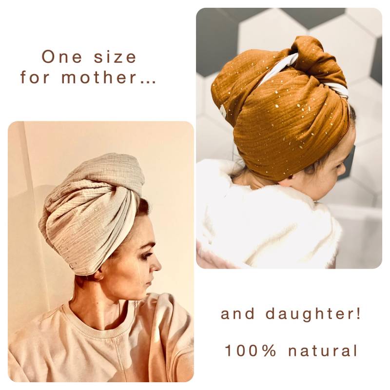 Musselin-Haartuch - Turban, 100 % Bio-Musselin-Baumwolle Mit Öko-Tex- Und Gots-Zertifikat, Für Mama Tochter, Super Saugfähig, Haarturban von Etsy - Lilymer