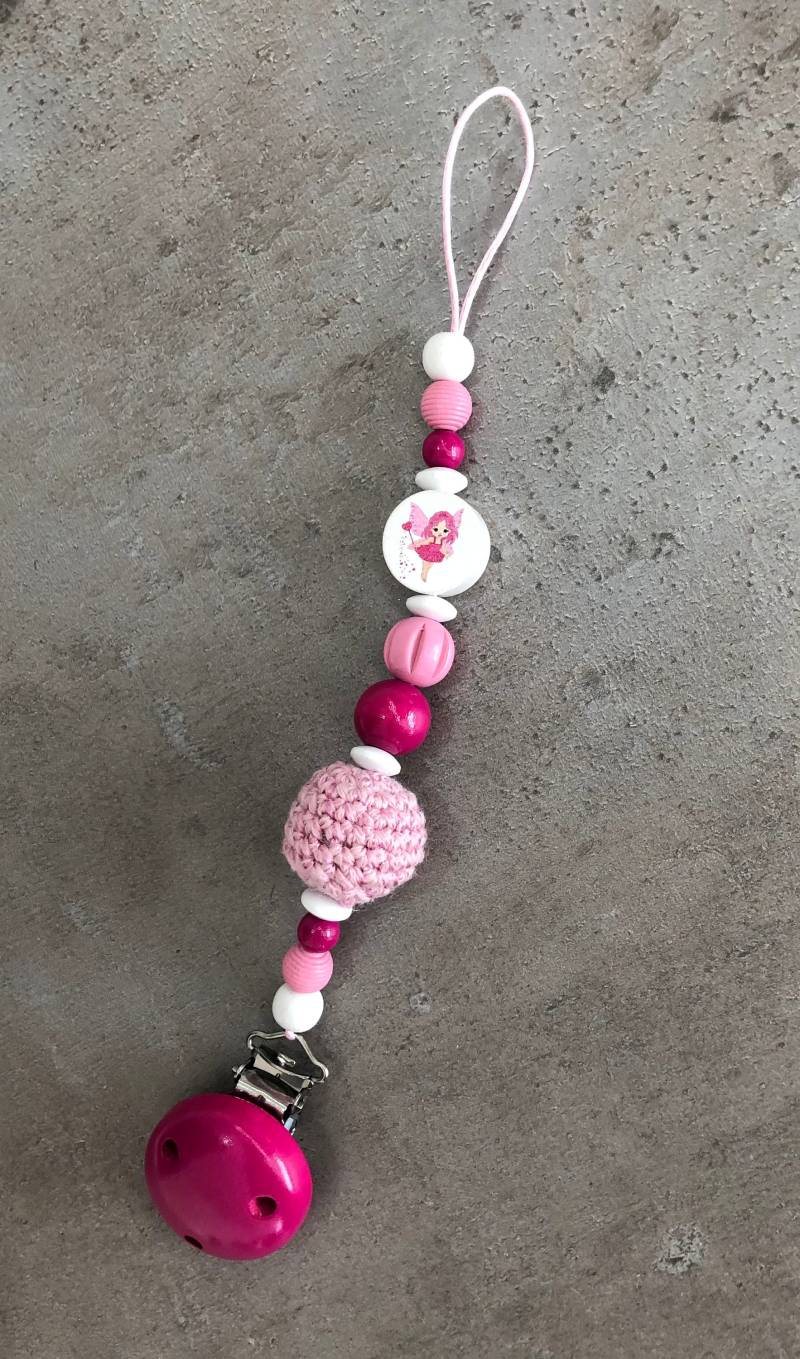 Schnullerkette Dunkelpink, Rosa Mit Häkelball von Etsy - LinasWonderCube