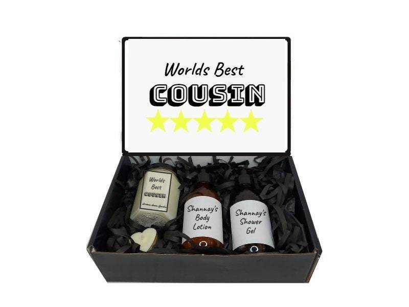 5 Sterne Cousin Geschenkbox Geschenkkorb - Individuell/Personalisiert Worlds Best von Etsy - LindsayLucasCandles