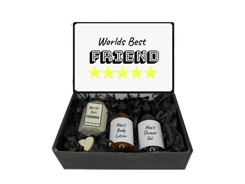 5 Sterne Freund Geschenkbox Geschenkkorb - Individuell/Personalisiert Worlds Best Friend von Etsy - LindsayLucasCandles