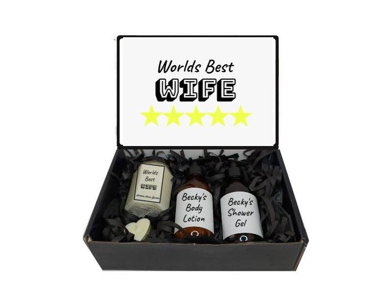 5 Sterne Wife Geschenkbox Geschenkkorb - Individuell/Personalisiert Worlds Best von Etsy - LindsayLucasCandles