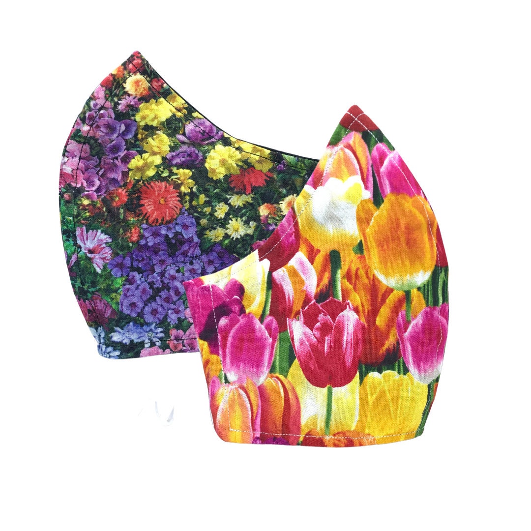 2Er Pack Tulip Flower Gesichtsmasken-Überzüge Mit Nasendraht & Filtertasche Back To Schule - Waschbare Xl Kinder Gesichtsmaske von Etsy - LisArtCanada