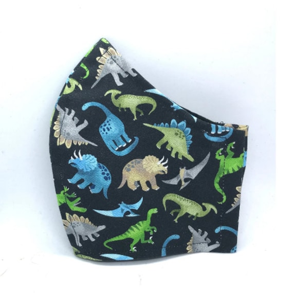 Schwarze Dinosaurier Behelfsmaske Mit Nasenbügel Und Filtertasche Kindermaske Xs Bis Xl | Geschenk von Etsy - LisArtCanada