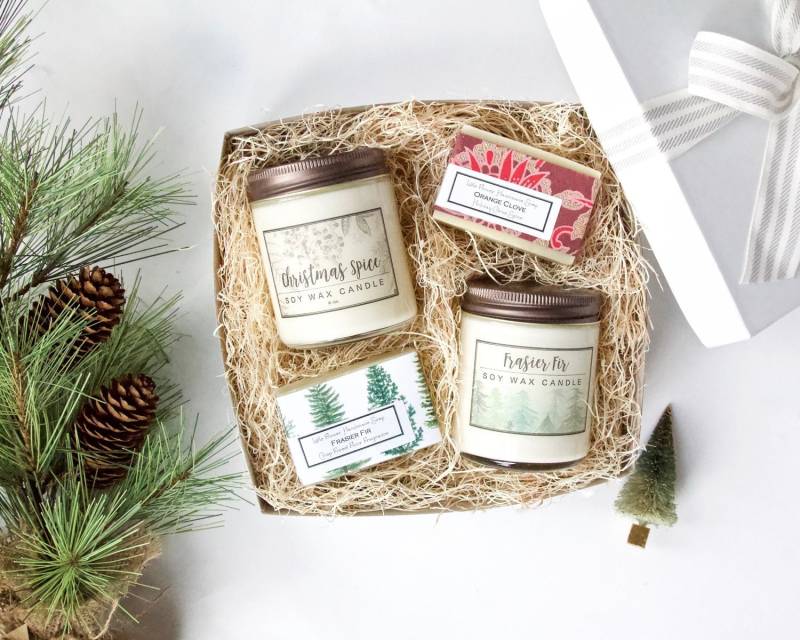 Weihnachtskerzen - Und Seifen-Geschenkset, Weihnachtsdekoration, Geschenkidee, Geschenk Für Den Urlaub, Weihnachtsgeschenk Mama von Etsy - LittleFlowerSoapCo