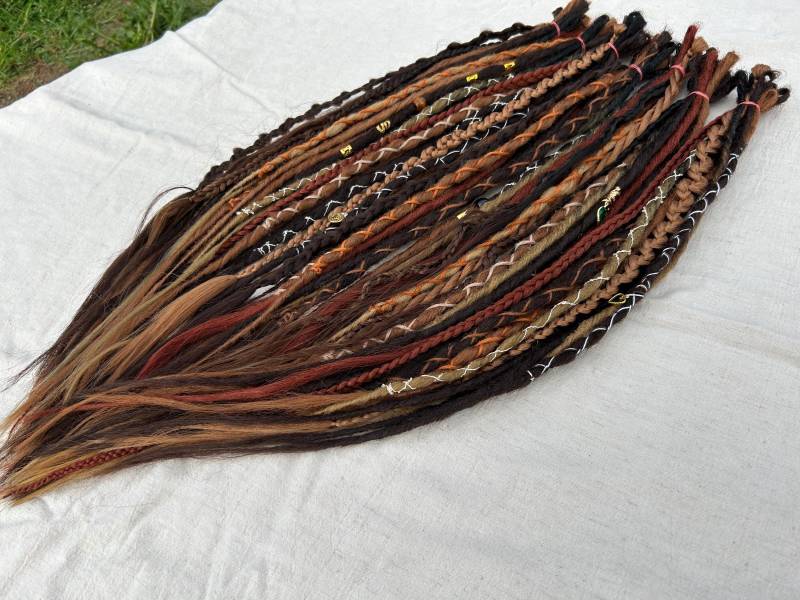 Autumn Time | Custom Made Dreadlocks Extensions |Synthetic Dreads Dark Brown With Highlights von Etsy - LivanaDreadart