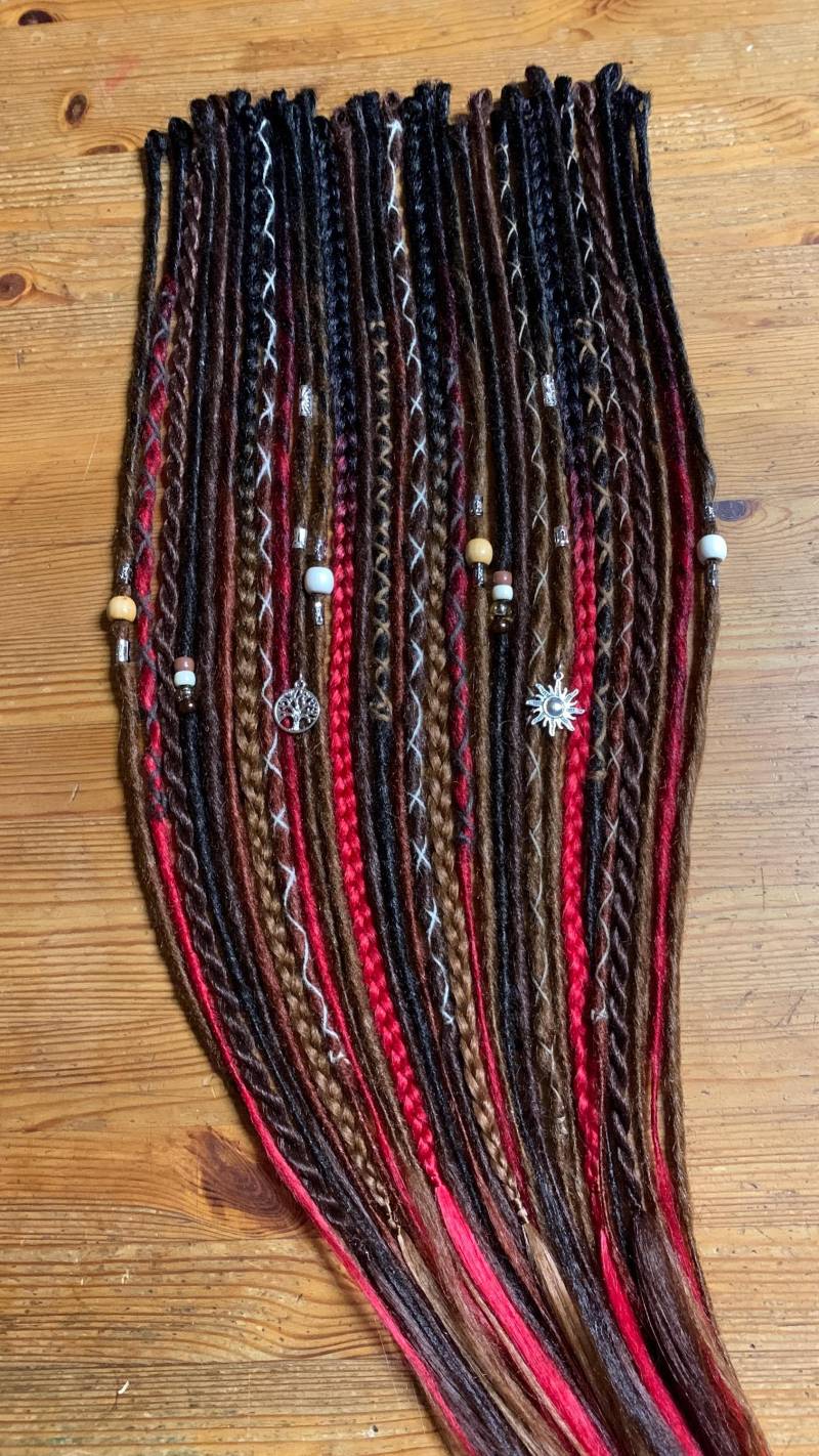 Red Autumn | Custom Made Dreadlocks Extensions |Synthetic Dreads Brown With Red & Copper von Etsy - LivanaDreadart