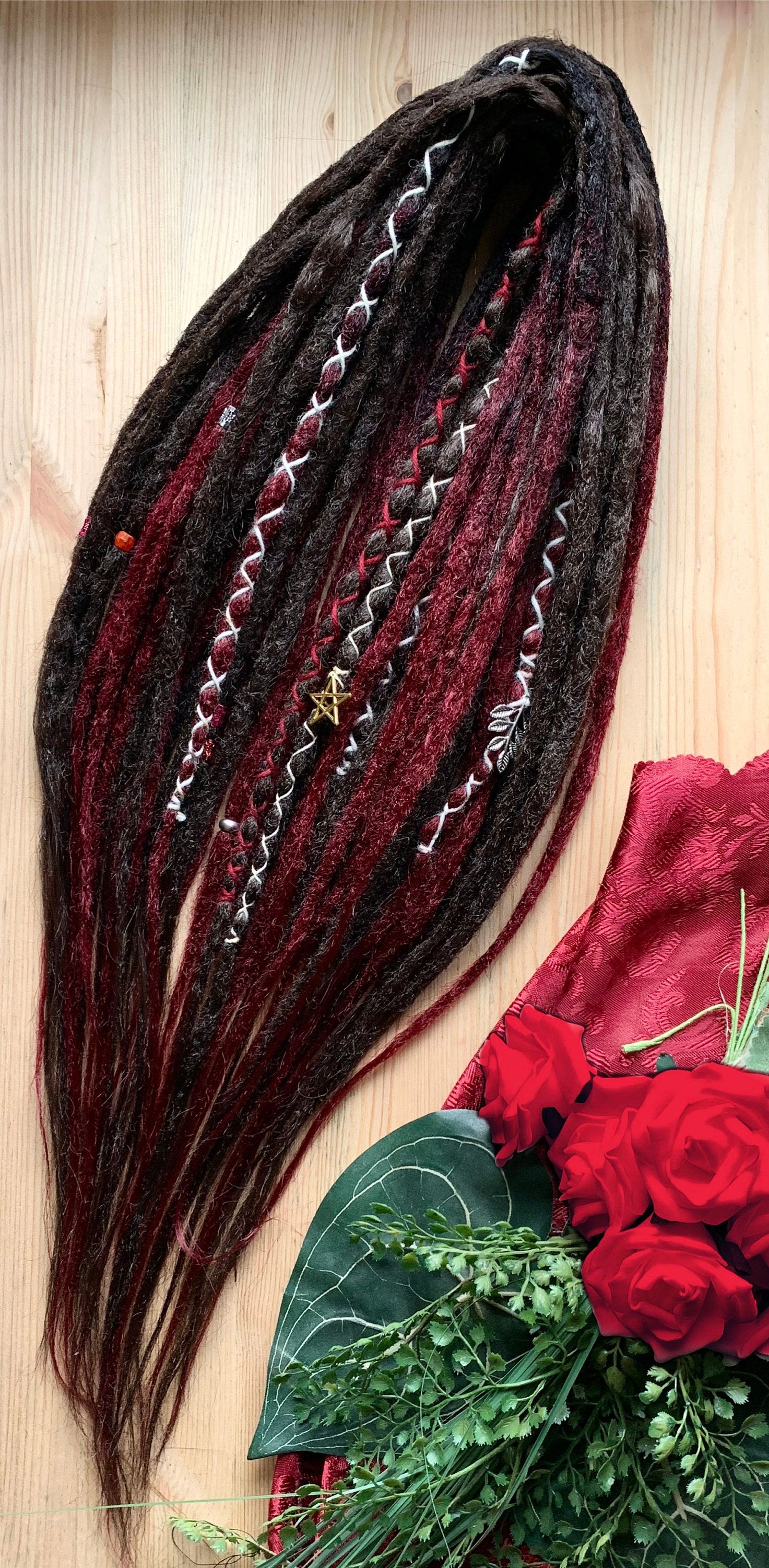 Rose Thorn | Custom Made Dreadlocks Extensions Crochet Synthetic Dreads Black Brown Red Wine Dark Darkbrown Darkred Winered von Etsy - LivanaDreadart