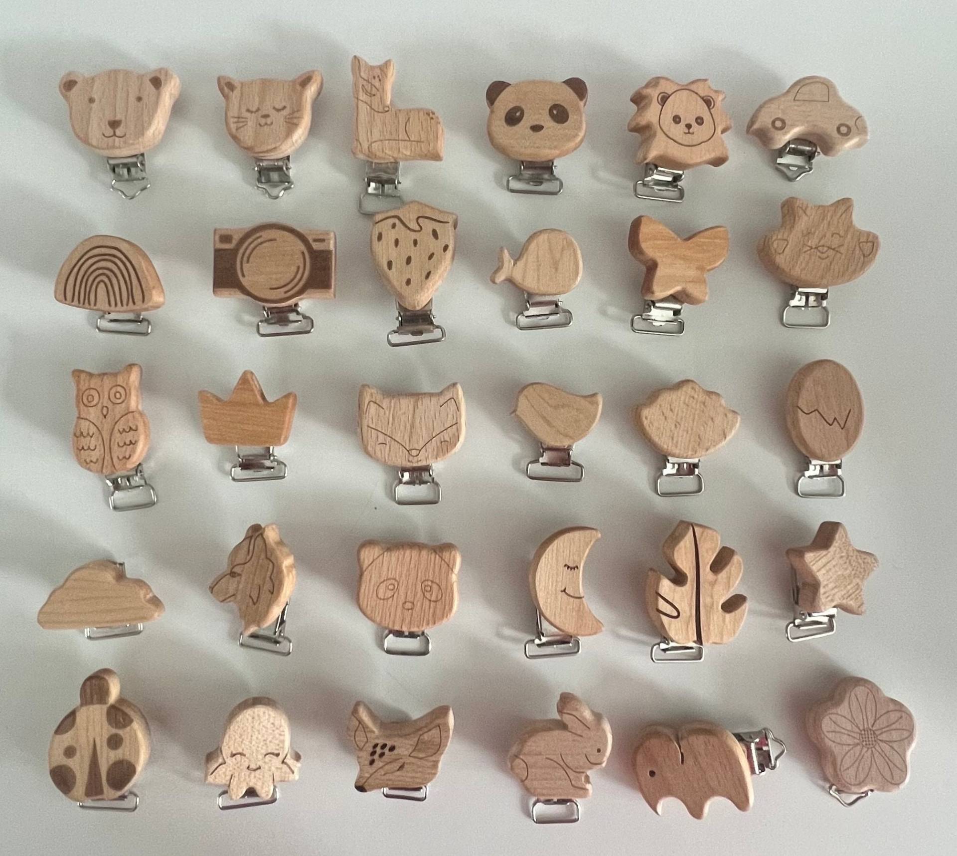 Schnullerkettenclips, Holzclips, Holzclips Mit Lasergravur, Clips, Schkullerkette, Schnullerclips von Etsy - Liyadesignn