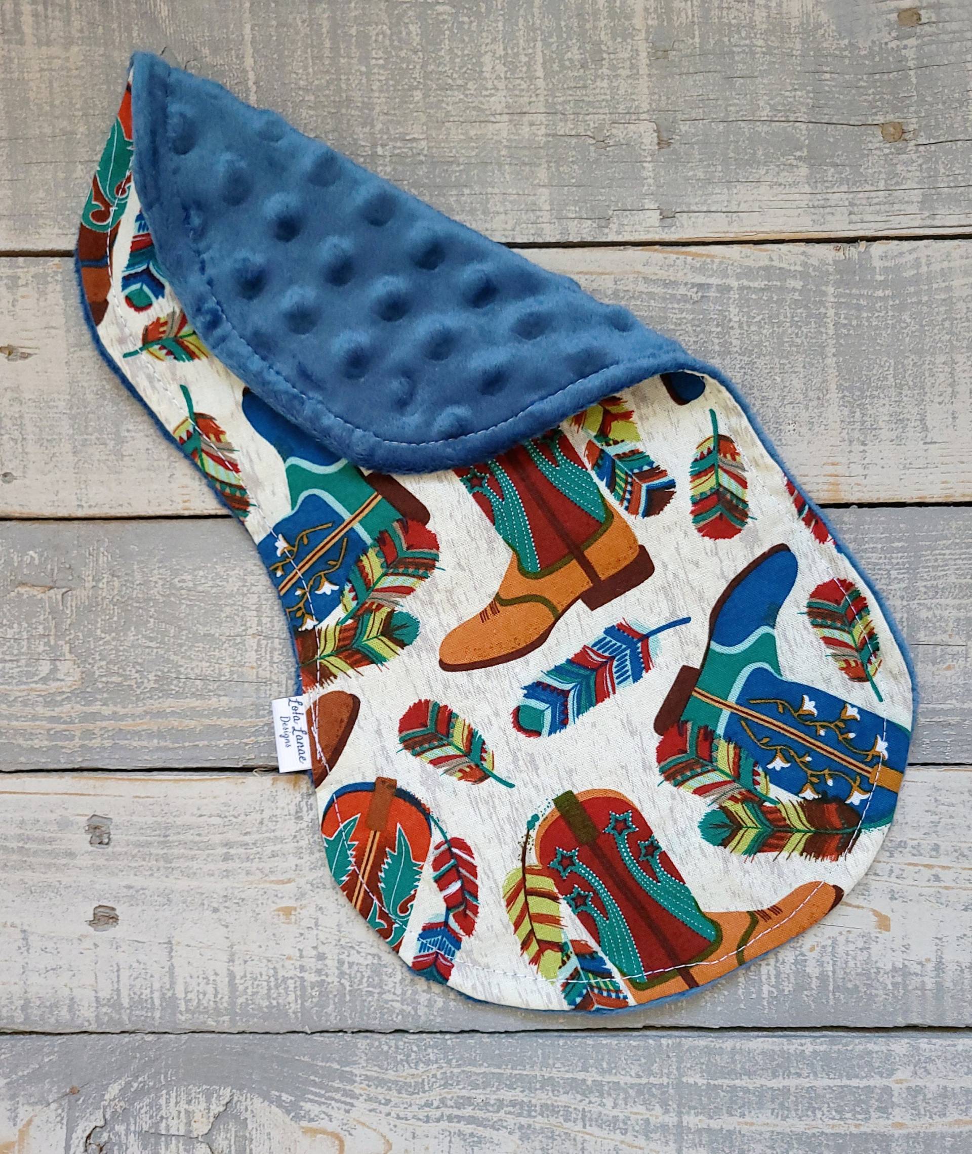 Western Cowboy Stiefel Federn Baumwolle Minky Baby Burp Tuch Weicher Rag Junge Mädchen Shower Geschenk Southwest Hufeisen Ranch Rodeo von Etsy - LolaLanaeDesignsCo