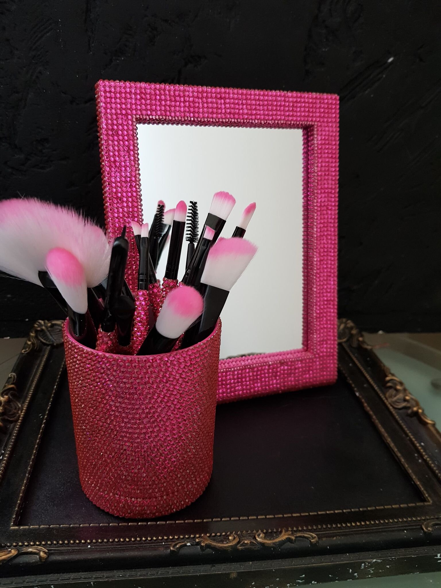 15 Stück Bling Crystal Schillernde Make-Up Pinsel Set + Halter Makeup Spiegel Fertig Als Geschenk von Etsy - LovelyBoutiqueGB