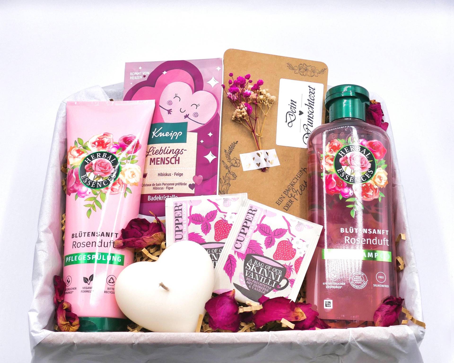 Geschenkbox Für Freundin Mit Kerze Geburtstagsgeschenk Frauen Rosa Pflegeartikel Geschenkset Tee Muttertag Wellness Spa von Etsy - LovelyMomentShop