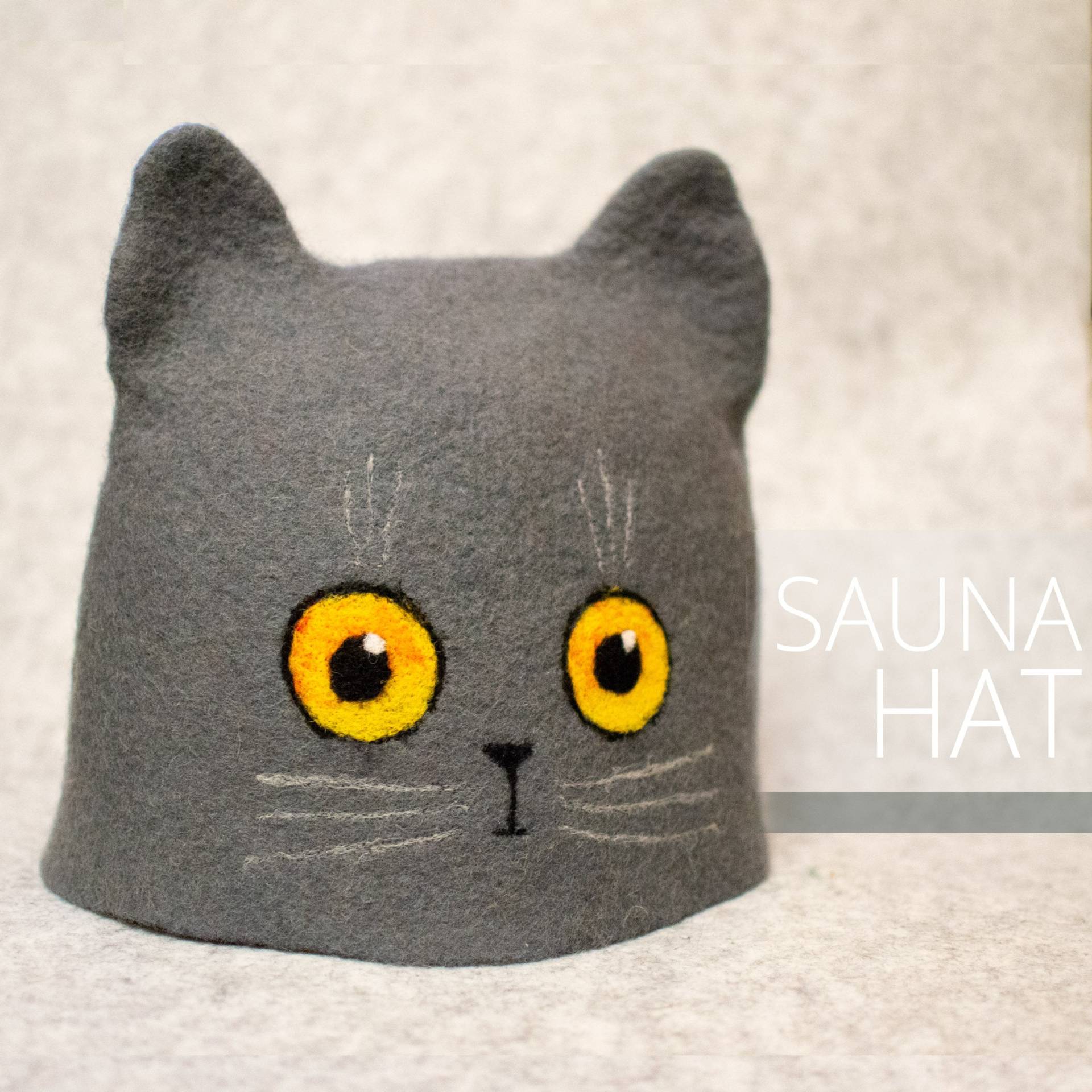 Gefilzte Wolle Handgefertigte Sauna Hut Katze, Handgefertigt von Etsy - LufiDesign