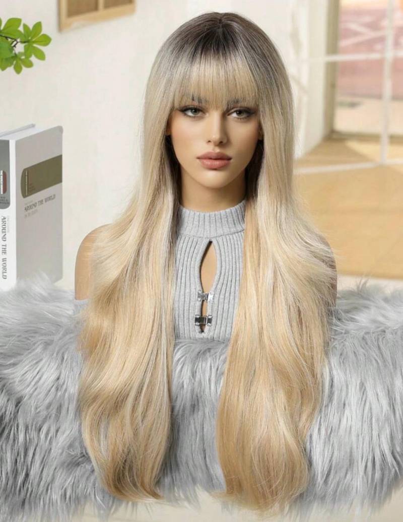 Blonde Balayage Perücke Mit Pony von Etsy - LuxuryhairOfficial