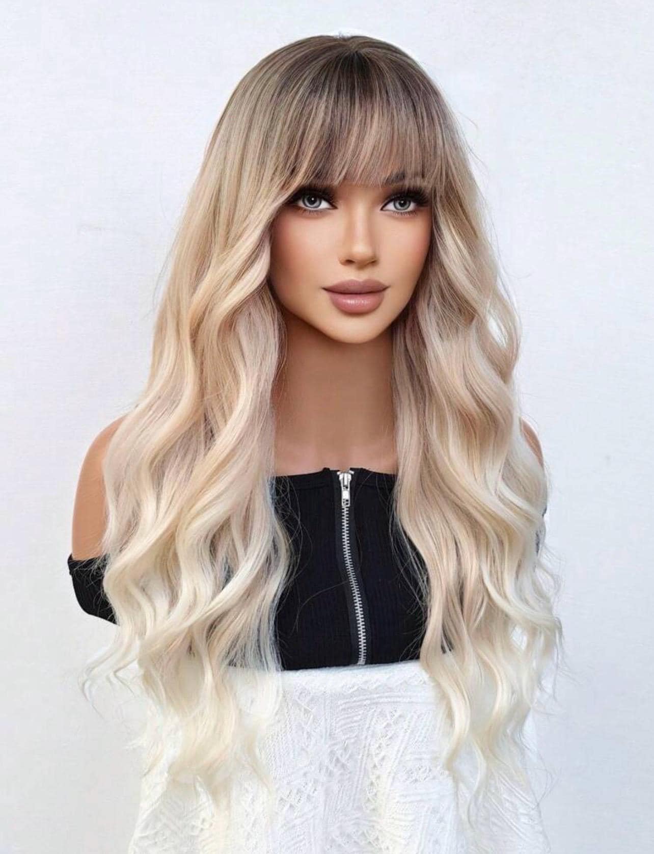 Blonde Balayage Perücke Mit Pony von Etsy - LuxuryhairOfficial