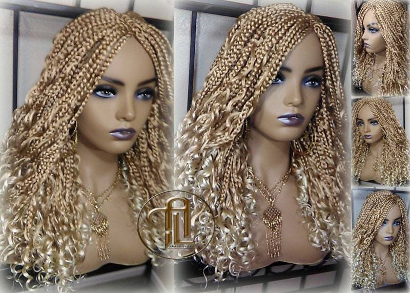 14 in Box Braid Boho Short Curly Wig Blonde 27 613 Mix Ombre Balayage Honey Platinum For Black White Women Alopecia Ready To Ship von Etsy - LuxxxStyleBoutique