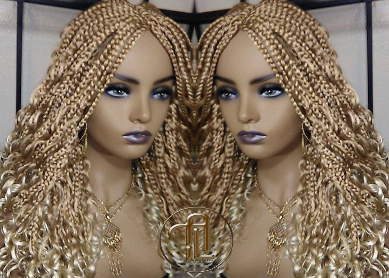 14 in Box Braid Boho Kurze Lockige Perücke Blond 27 613 Mix Ombre Balayage Honig Platin Für Schwarz Weiße Frauen Alopezie von Etsy - LuxxxStyleBoutique