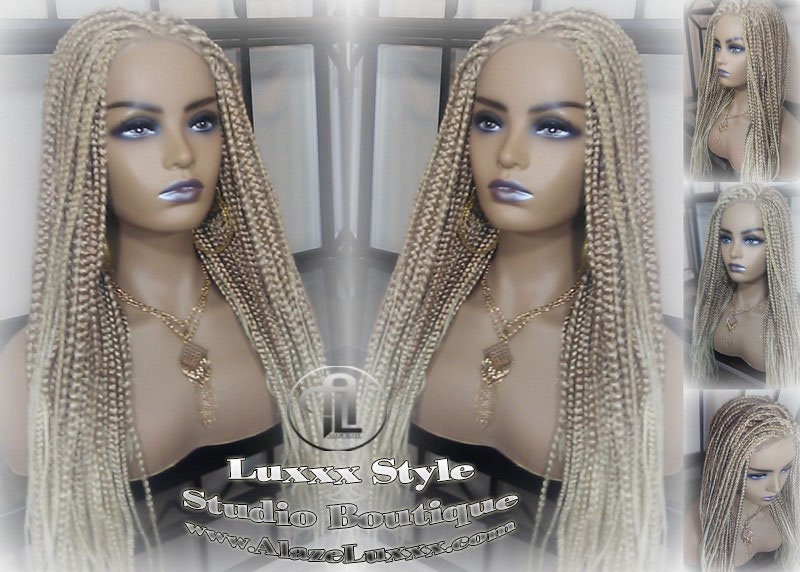 Box Zopf Perücke Blond 613 27 Mix Ombre Balayage Honig Platin Spitze Baby Haar Gerade Braid Lace Für Schwarz Weiß Frauen Alopezie von Etsy - LuxxxStyleBoutique