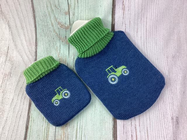 Kinderwärmflasche, Wärmflasche, Miniwärmflasche, Wärmflaschenbezug, Traktor von Etsy - MANAStrickdesign