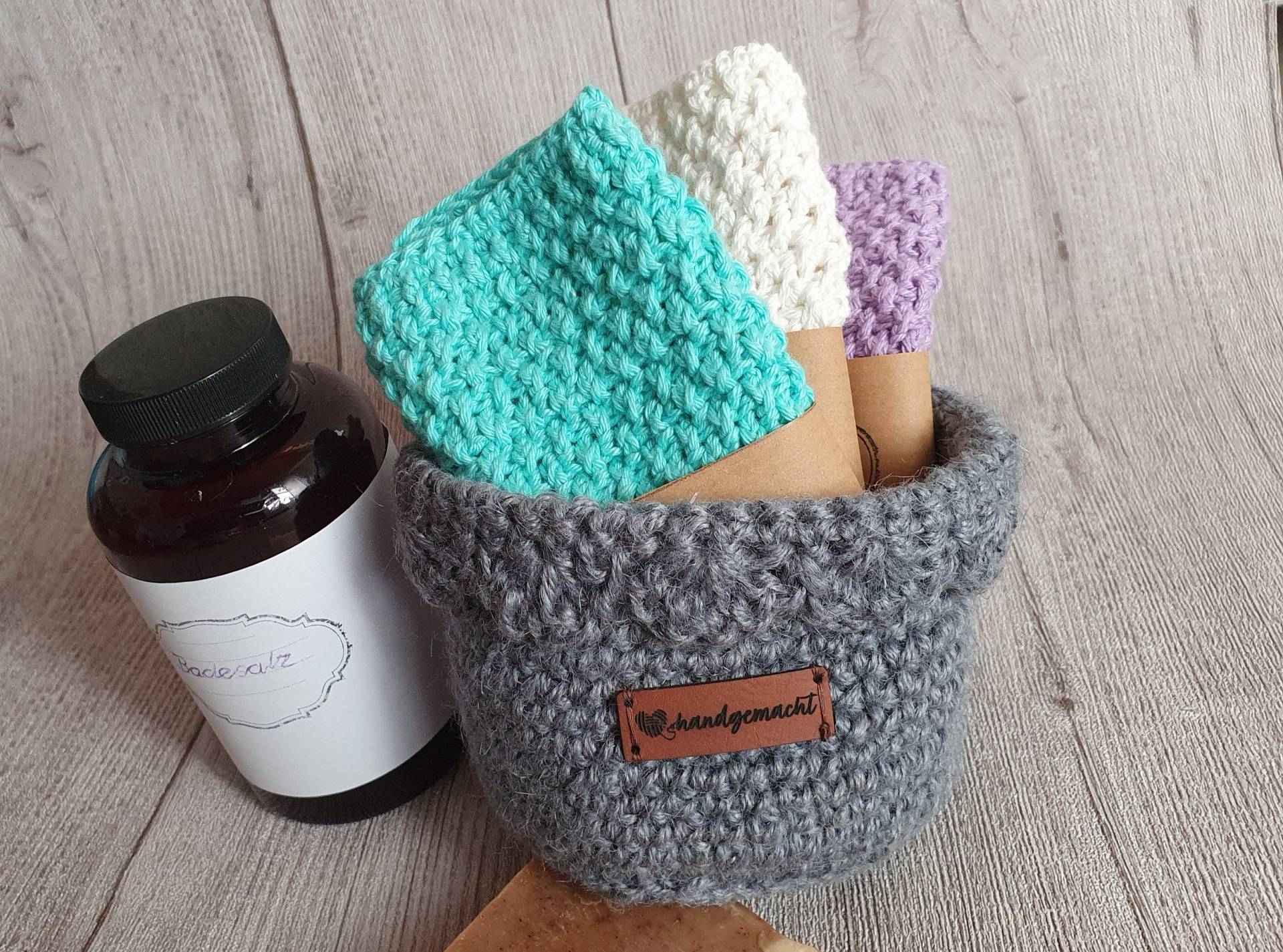 Verwöhnset 7Teilig, Wellness Box Nachhaltig, Spa Set, Häkeln , Naturfaser von Etsy - MASCHENPUNK