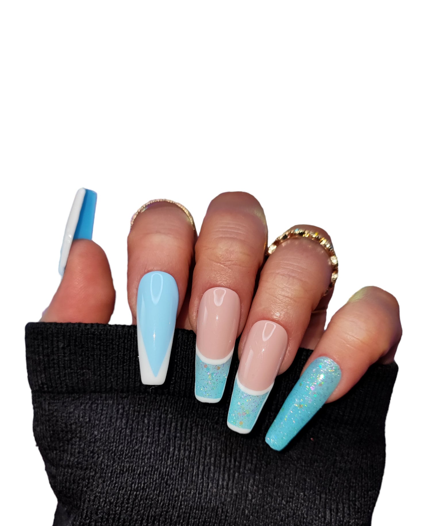 Press On Nails Baby Blue von Etsy - MEVANAILS