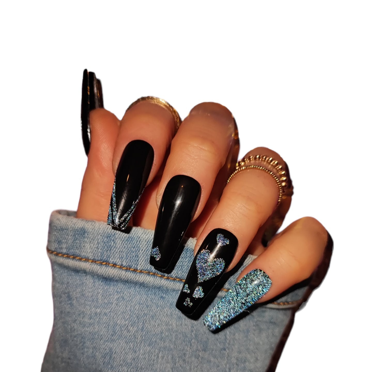 Press On Nails Black Love von Etsy - MEVANAILS