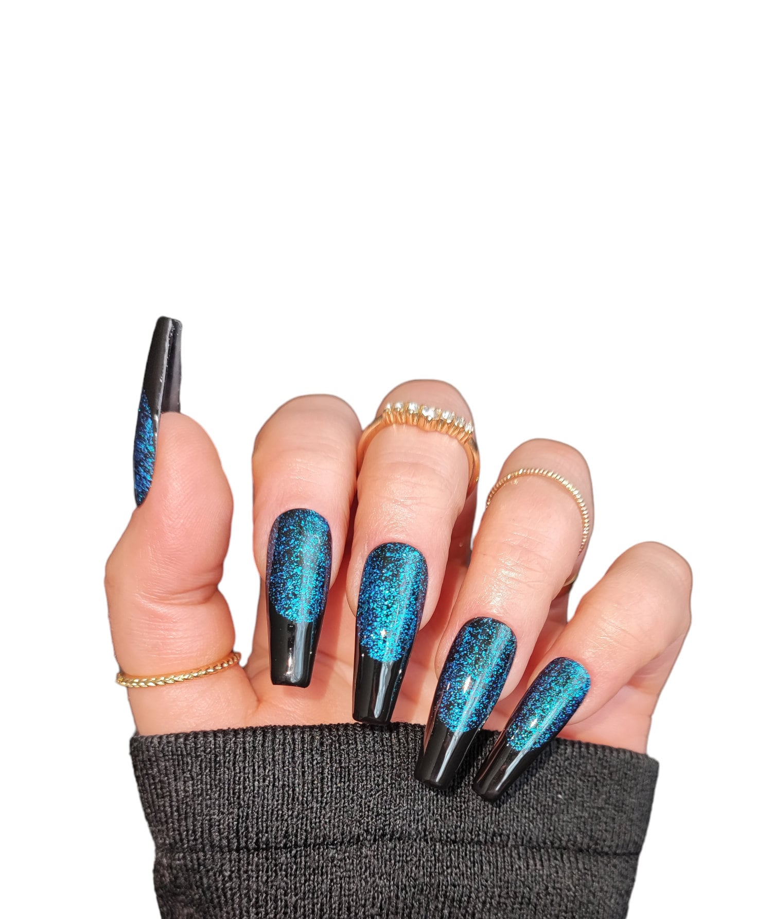 Press On Nails Blue Flakes von Etsy - MEVANAILS