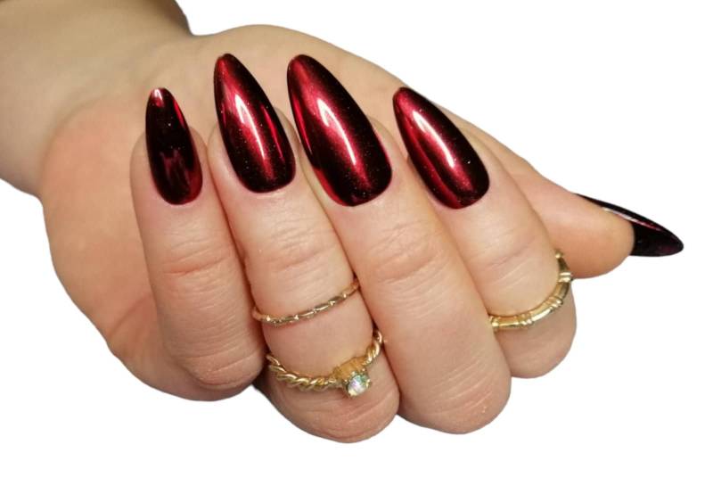 Press On Nails Mirror Chrom Red von Etsy - MEVANAILS