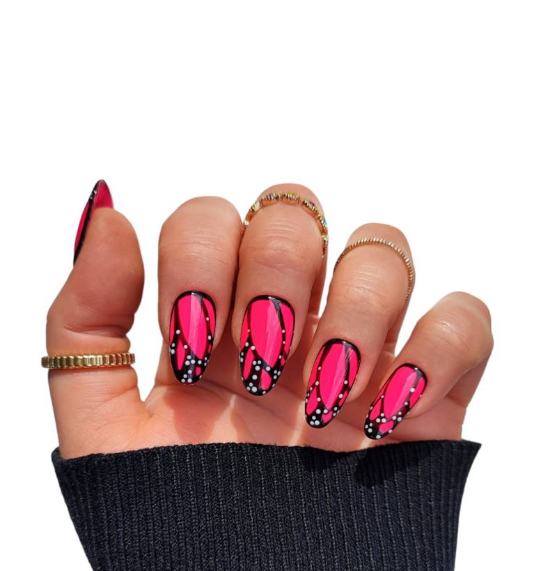 Press On Nails Sommer Neon Pink von Etsy - MEVANAILS