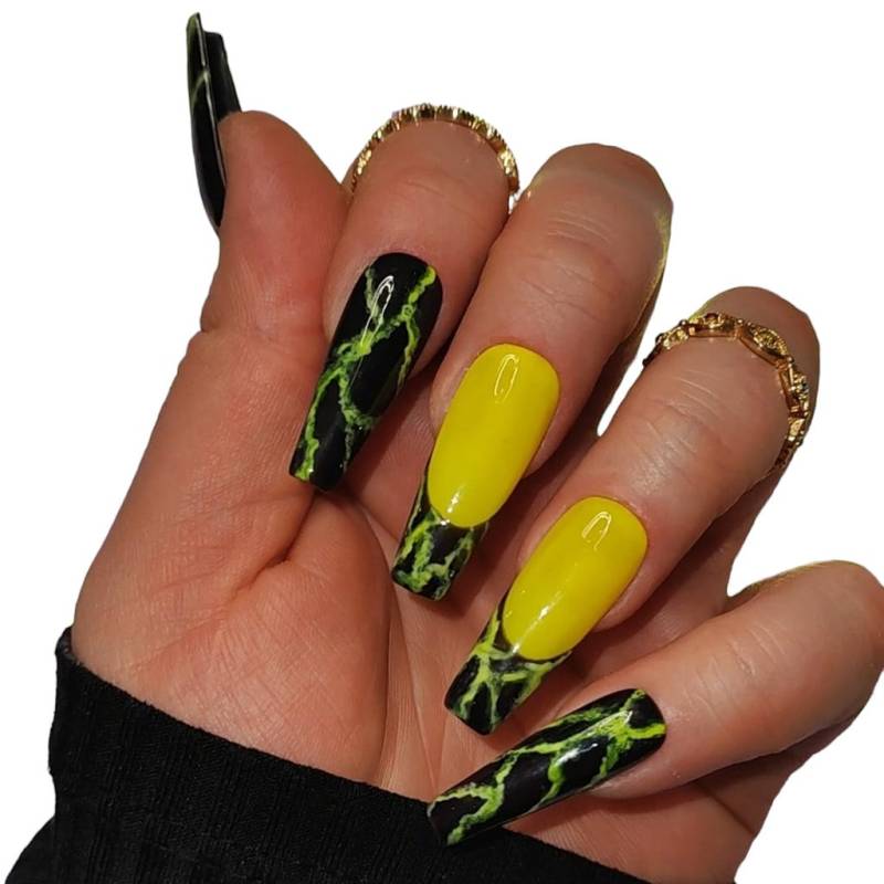 Press On Nails Yellow Storm von Etsy - MEVANAILS