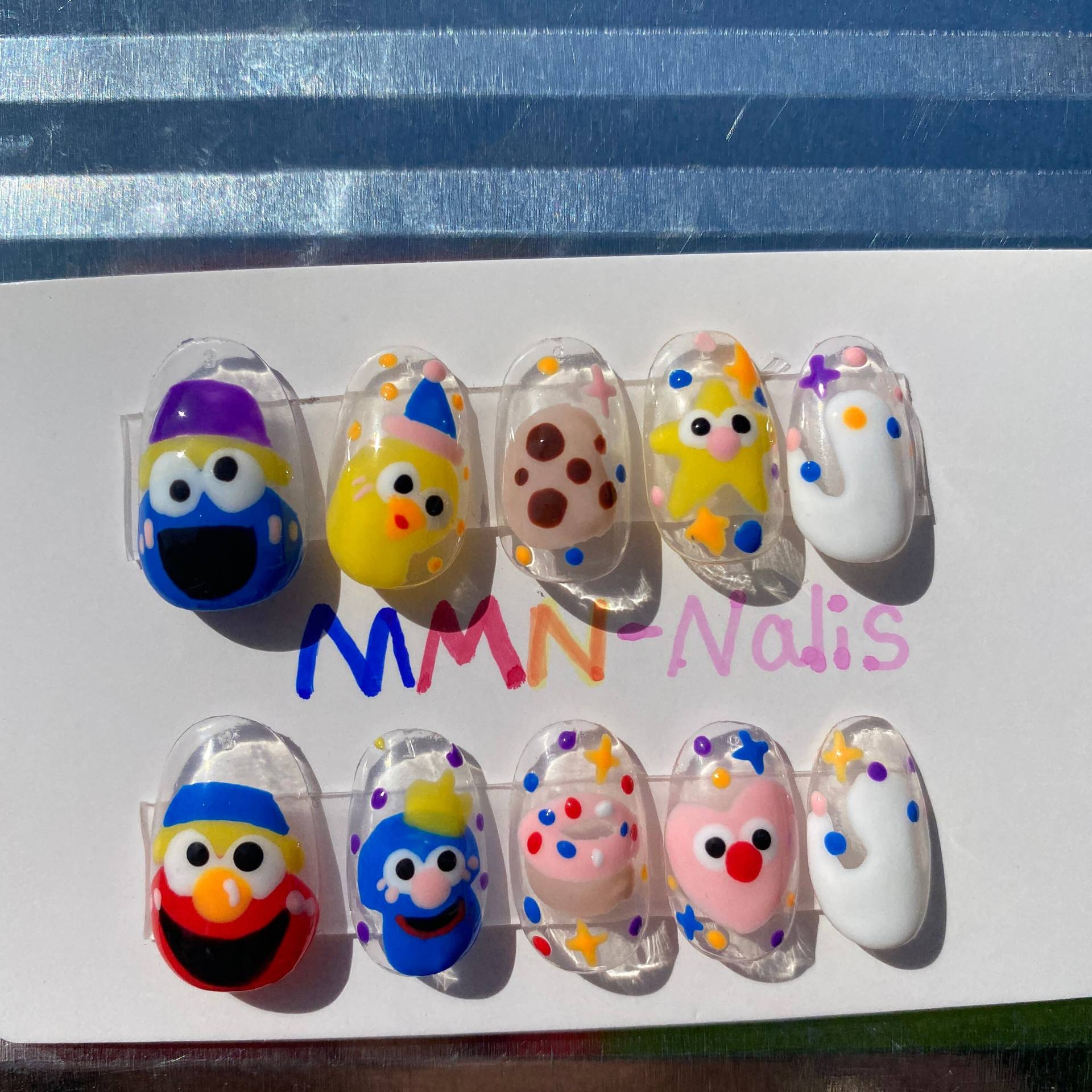 Nägel Aufdrücken | Handgedruckte Cartoon Kawaii Sesamstraße Anime von Etsy - MMNnails