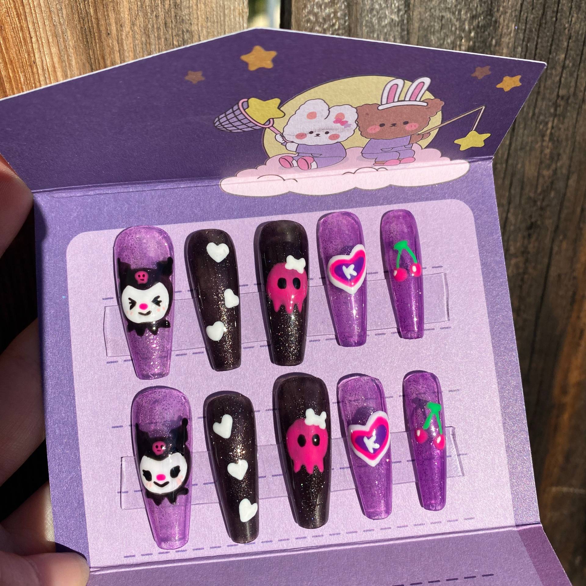 Set Von 10 Stück Nagelpresse/Cartoon Nägel/Handgedruckte Nägel/Kulromi/Kawaii von Etsy - MMNnails