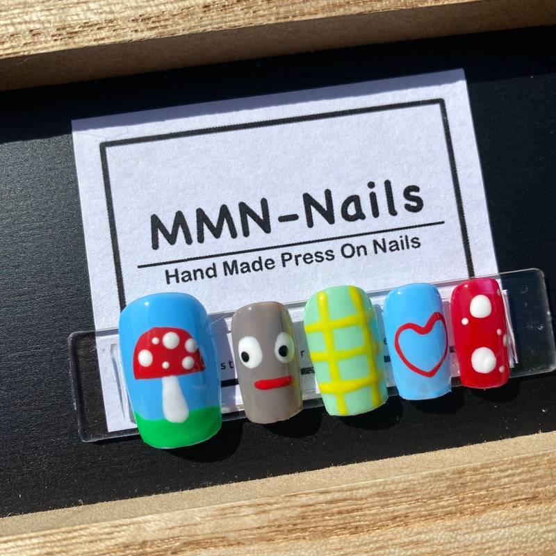 Set Von 10 Stück Nagelpresse/Handgedruckte Nägel/Cartoon Nägel von Etsy - MMNnails