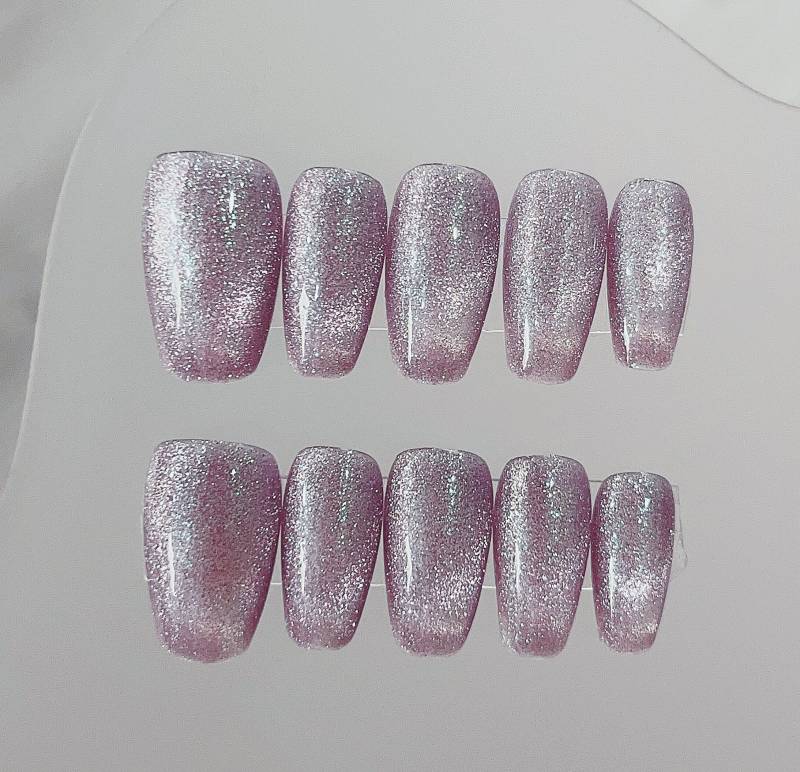 Cat Eye Purple Solid Manicure Press On Nails/Reusable Nails/ Short Coffin von Etsy - MYNAILPRESS