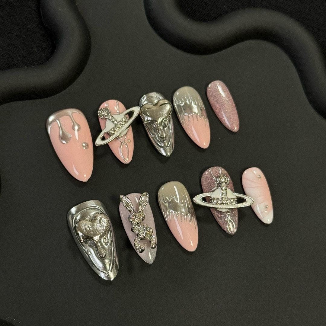 Celestial Blush Press On Nails Manicure/ Reuseable Nails/Medium Stiletto 20 Mm von Etsy - MYNAILPRESS