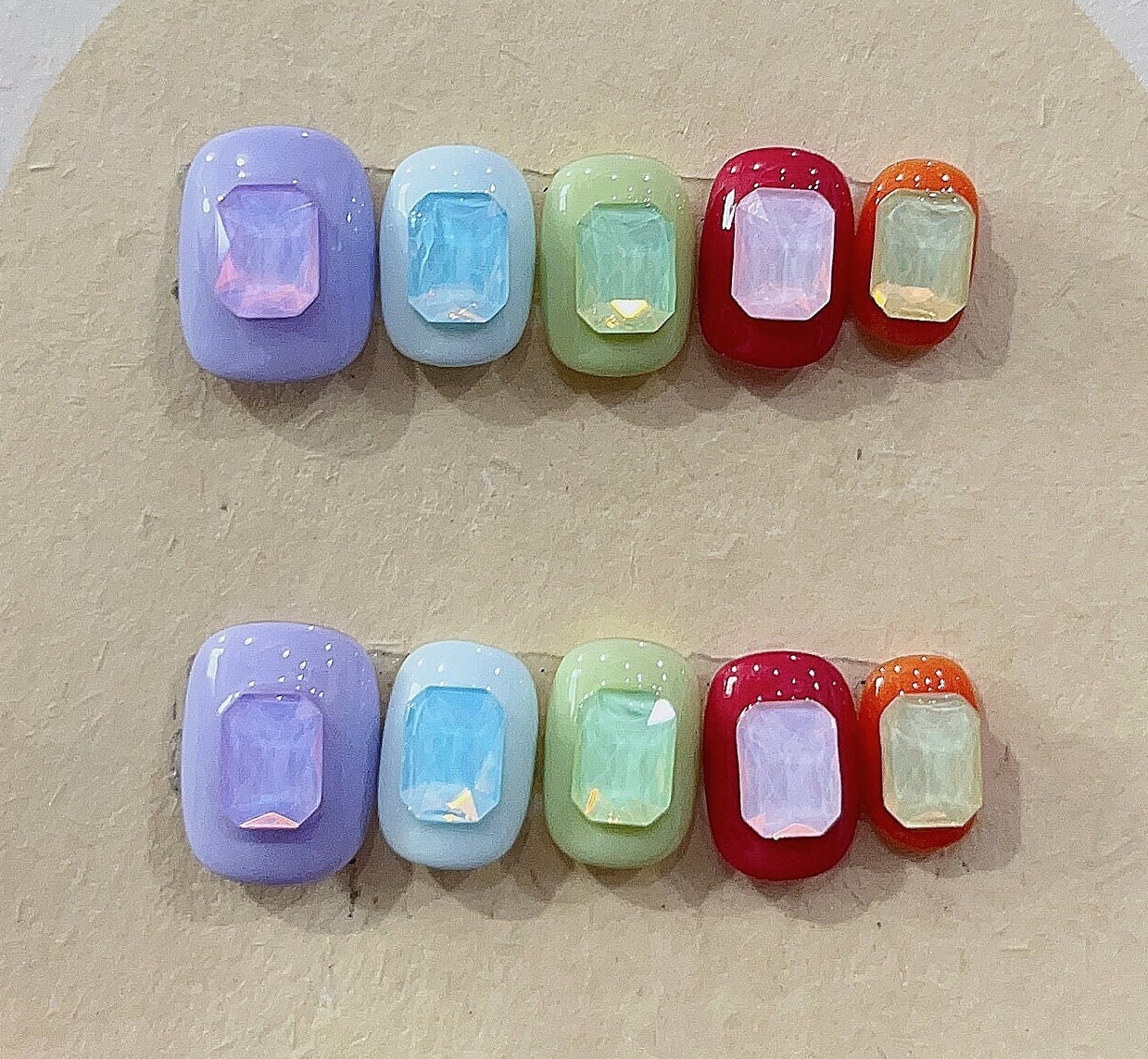 Colorful Candy Press On Nails Manicure/ Reusable/ Short Squoval von Etsy - MYNAILPRESS