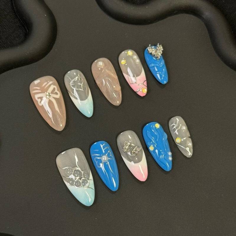 Pastel Dream Press On Nails Manicure/ Reusable/ Medium Stiletto 20mm von Etsy - MYNAILPRESS