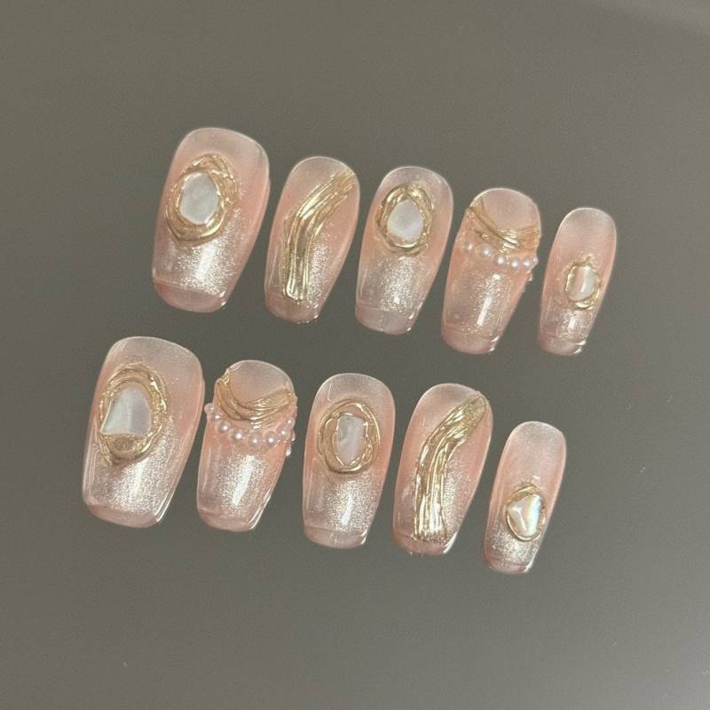 Pink Opulence Press On Nails Manicure/ Reusable/ Coffin Nail 20mm S Size von Etsy - MYNAILPRESS