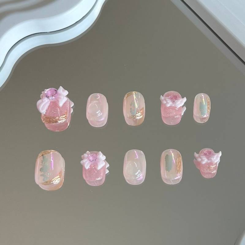 Pink Petal Pirouette Press On Nails Manicure/ Reusable/ Squoval Shape 18mm S Size von Etsy - MYNAILPRESS