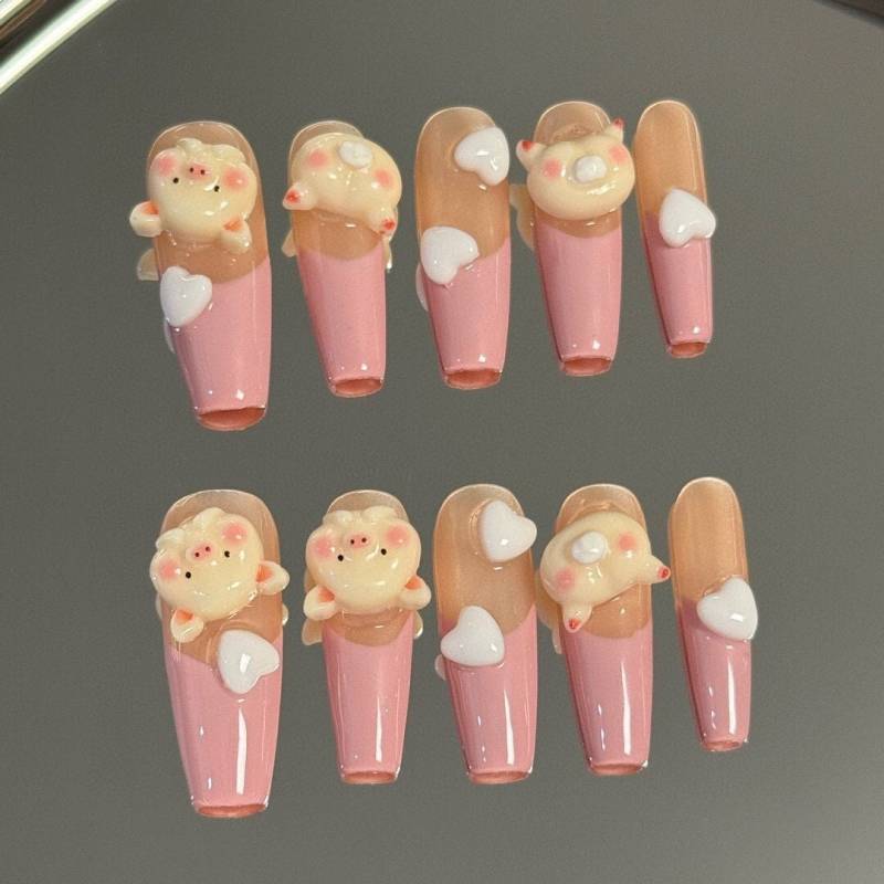 Pudgy Pals Press On Nails Manicure/Reusable Long Coffin 28mm von Etsy - MYNAILPRESS