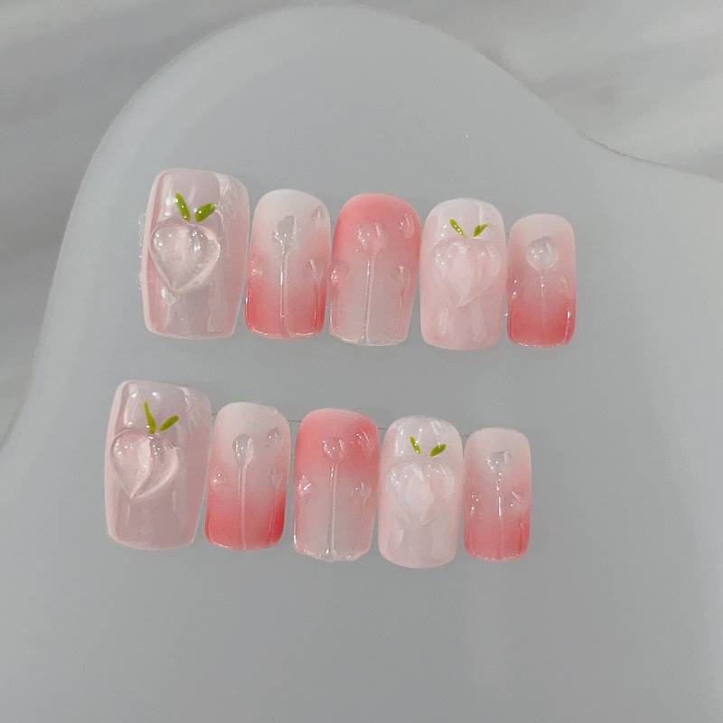 Summer Peach Ombre Press On Nails Manicure/Reusable Medium Square von Etsy - MYNAILPRESS