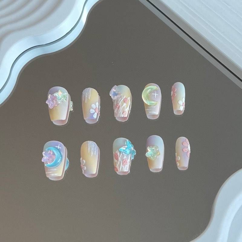 starry Butterfly Press On Nails Manicure/ Reusable/ Ballerina 20 Mm von Etsy - MYNAILPRESS