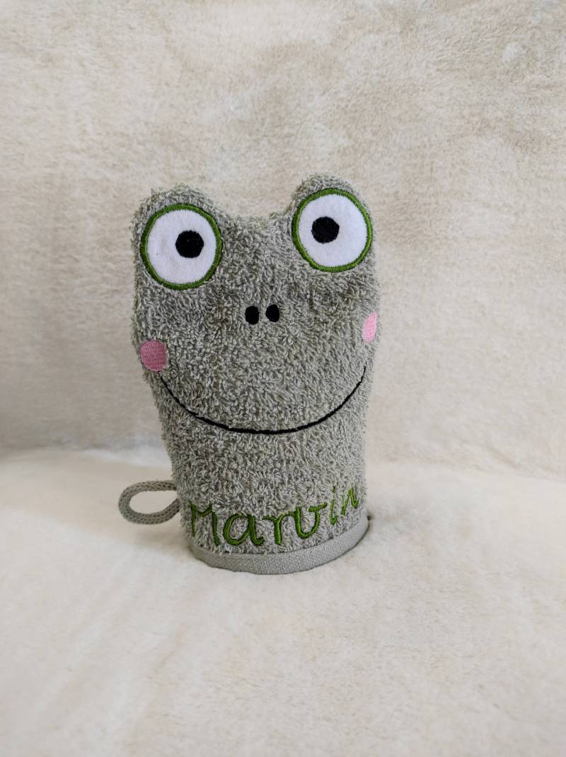 Frottee Waschhandschuh Waschlappen Frosch Gestickt Mit Wunschnamen von Etsy - MaLuVonJacqueline