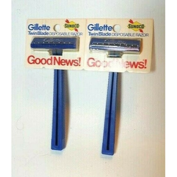 1970Er Jahre Sunoco Gas & Oil Gillette Einweg-Rasierer Paar Gute Nachrichten Neu Alter Lagerbestand von Etsy - MabelsKitschyKorner