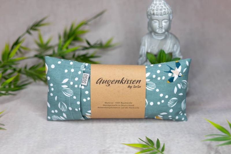 Augenkissen Mint Hellblau Schwalben Yoga Meditation Entspannung Homeoffice Lavendel Sandelholz Baumwolle Vegan von Etsy - MadeBySuSu