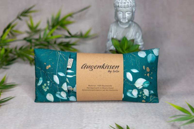 Augenkissen Petrol Eukalyptus Yoga Meditation Entspannung Homeoffice Lavendel Sandelholz Palo Santo Baumwolle Vegan von Etsy - MadeBySuSu