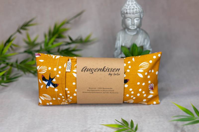 Augenkissen Senf Curry Schwalben Yoga Meditation Entspannung Homeoffice Lavendel Sandelholz Baumwolle Vegan von Etsy - MadeBySuSu